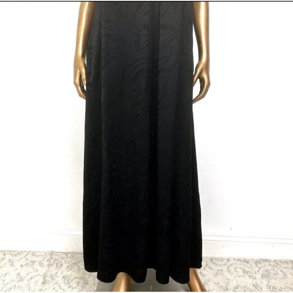 Banana Republic Jacquard A-line Maxi Slip Dress Black Sleeveless Adjustable Sz M - Picture 7 of 12